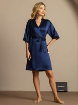 [أزرق غامق] SilkSilky-SA Half Sleeve رداء حمام نسائي 003