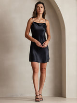 [أسود] SilkSilky-SA Sleeveless Cowl Neck فساتين نسائية 005