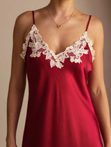 [خمر] SilkSilky-SA Sleeveless V Neck فساتين نسائية 004