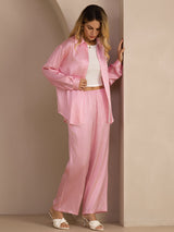 [مقلم دقيق وردي] SilkSilky-SA Long Sleeve Lapel Collar Women's Outfit Sets 006