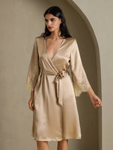 [شامبانيا] SilkSilky-SA 3/4 Sleeve رداء حمام نسائي 007