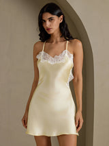 [أصفر فاتح] SilkSilky-SA Sleeveless V Neck باس النوم 006