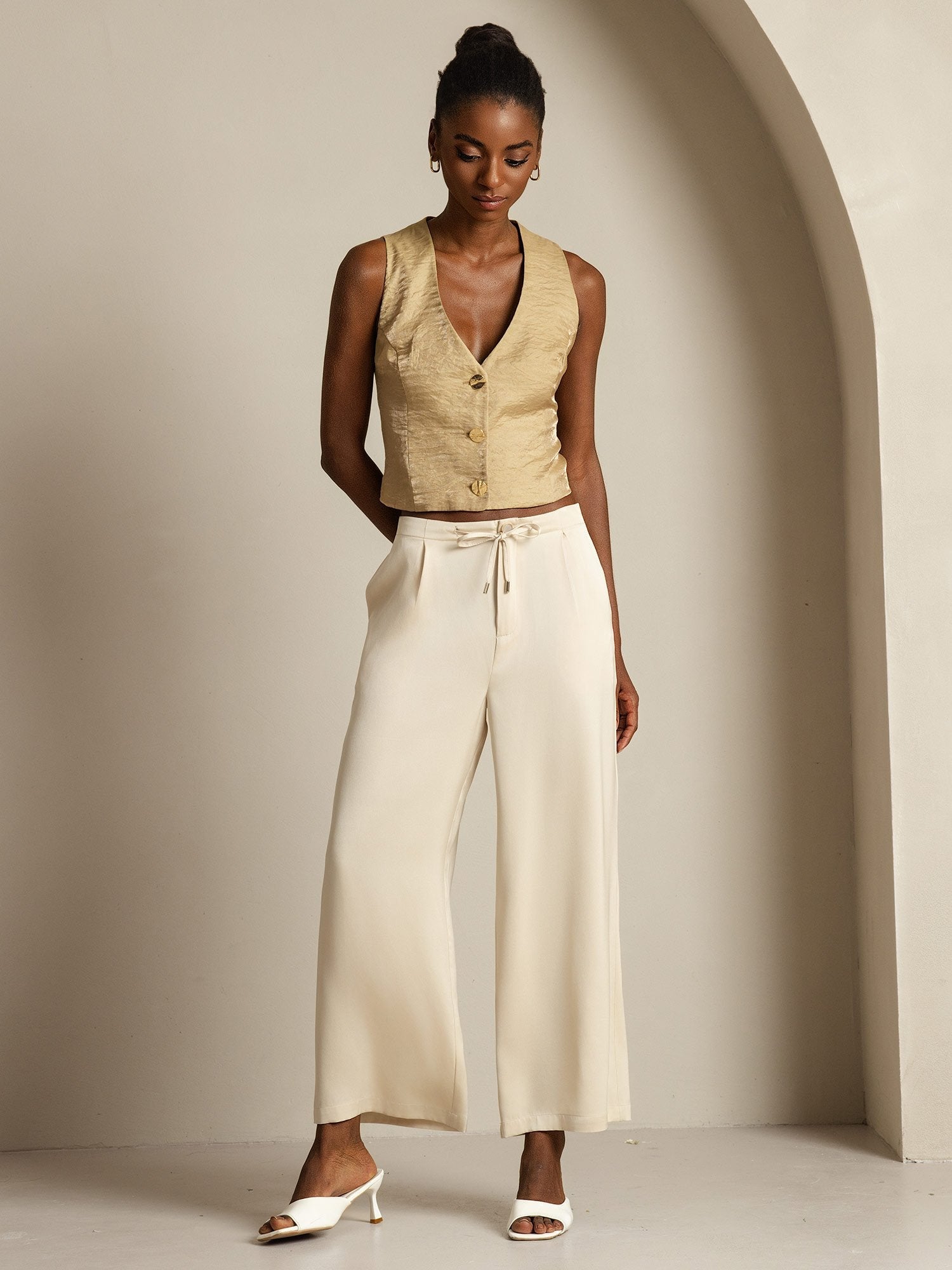 [اللونالبيج] SilkSilky-SA 19Momme الحرير Womens Pants 009