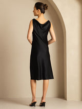 [أسود] SilkSilky-SA Sleeveless Cowl Neck فساتين نسائية 002