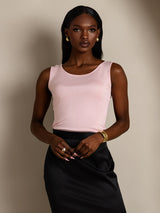 [لون القرنفل] SilkSilky-SA Sleeveless Round Neck تي شيرت نسائية 004