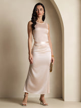 [وردي فاتح] SilkSilky-SA Sleeveless Round Neck تي شيرت نسائية 006
