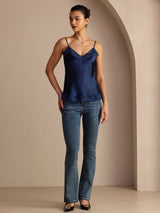 [أزرق غامق] SilkSilky-SA Spaghetti Strap V Neck كامي 006