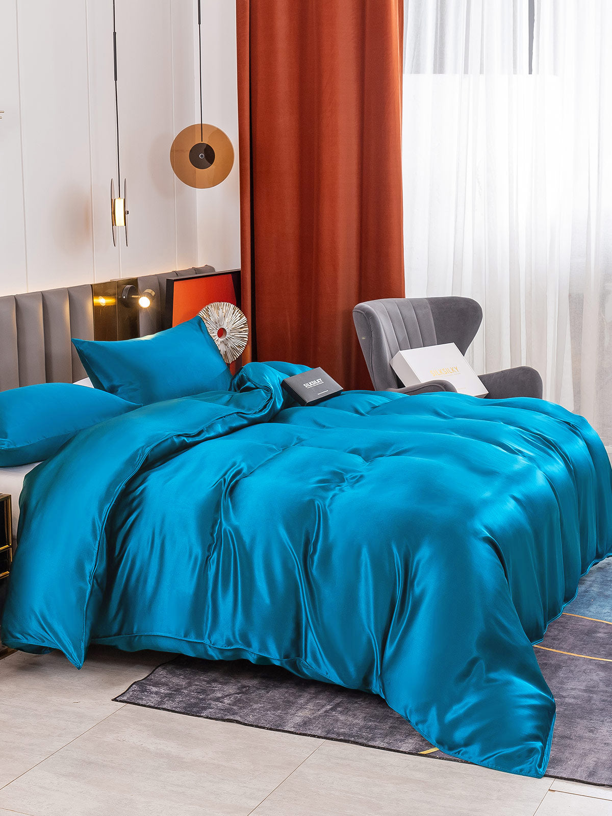 SilkSilky SA 19Momme الحرير الخالص Bedding Set شامبانيا 017