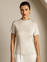 [رمادي] SilkSilky-SA Short Sleeve تي شيرت نسائية 006
