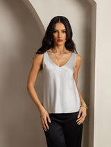 [فضة] SilkSilky-SA Sleeveless V Neck كامي 003