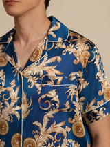 [تنين نيفي] SilkSilky-SA Short Sleeve Lapel Collar بيجامة رجالية 004