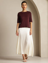 [نبيذ ويندسور] SilkSilky-SA Half Sleeve Crew Neck تي شيرت نسائية 007