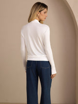 [أبيض] SilkSilky-SA Long Sleeve بلوزات نسائية 002