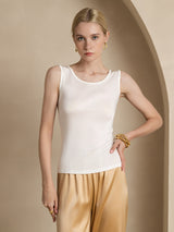[أبيض] SilkSilky-SA Sleeveless Round Neck تي شيرت نسائية 001