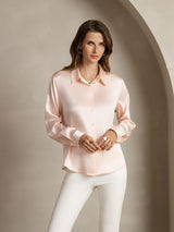 [وردي فاتح] SilkSilky-SA Long Sleeve Lapel Collar بلايز نسائية 005