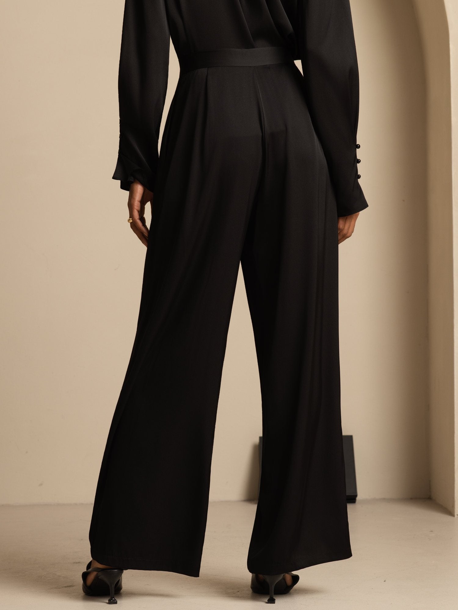 [أسود] SilkSilky-SA 19Momme الحرير Womens Pants 002