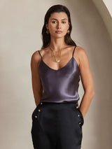[رمادي أرجواني] SilkSilky-SA Spaghetti Strap V Neck كامي 006