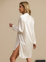 [أبيض] SilkSilky-SA Long Sleeve Lapel Collar باس النوم 002