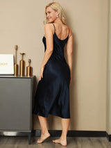 [أزرق غامق] SilkSilky-SA Sleeveless V Neck باس النوم 002