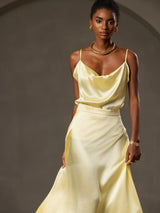 [أصفر] SilkSilky-SA Spaghetti Strap Cowl Neck كامي 003