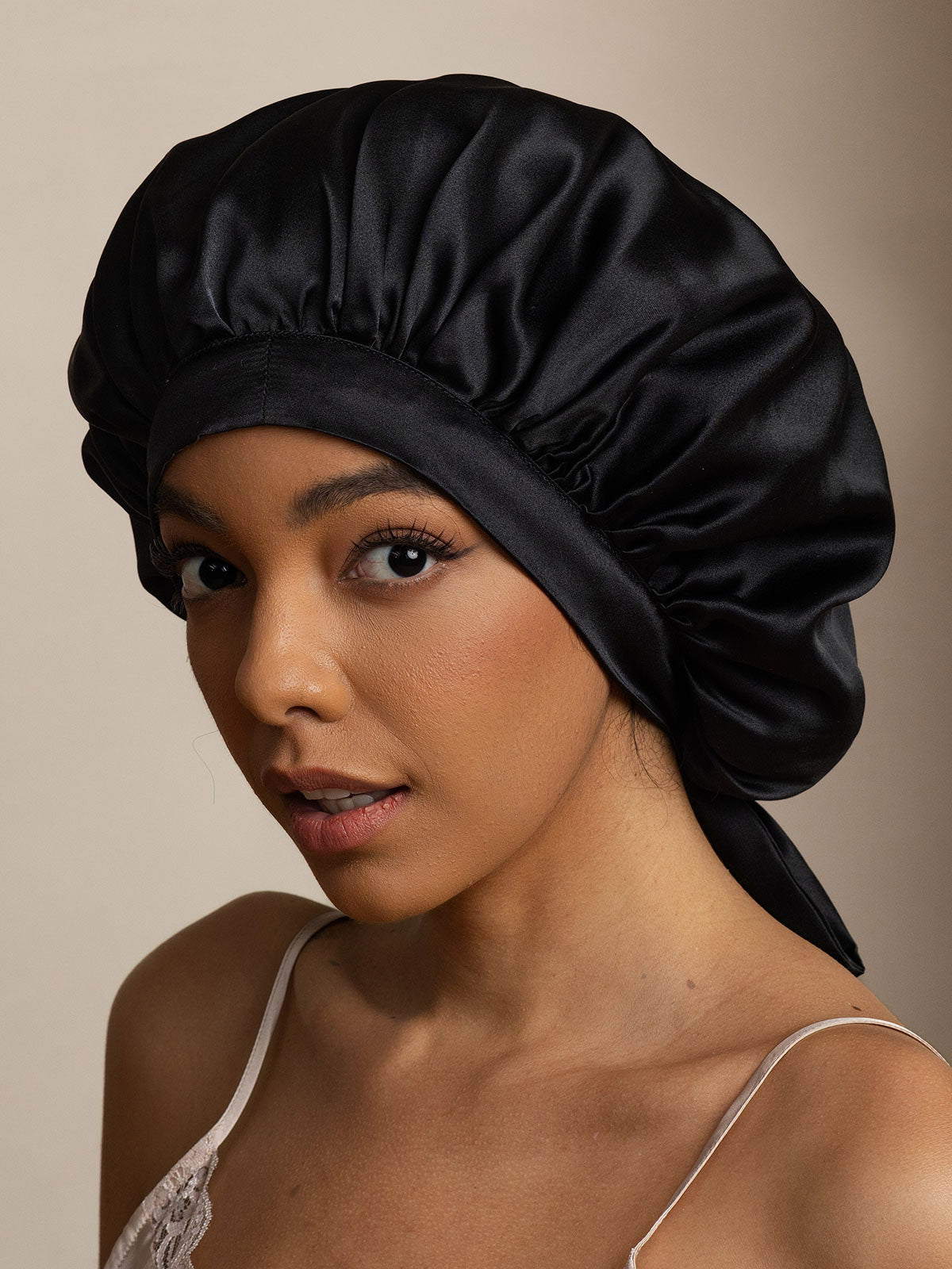 [أسود] SilkSilky-SA الحرير الخالص Sleep Cap 001