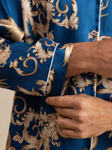 [تنين نيفي] SilkSilky-SA Long Sleeve Lapel Collar بيجامة رجالية 007