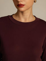 [نبيذ ويندسور] SilkSilky-SA Half Sleeve Crew Neck تي شيرت نسائية 004