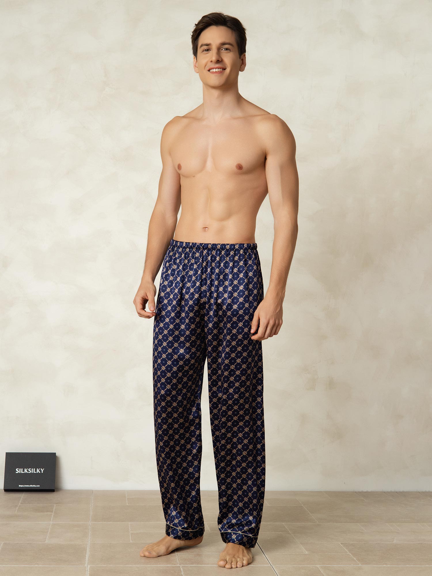 [سلسلة كحلي] SilkSilky-SA الحرير الخالص Mens Sleep Bottoms 004