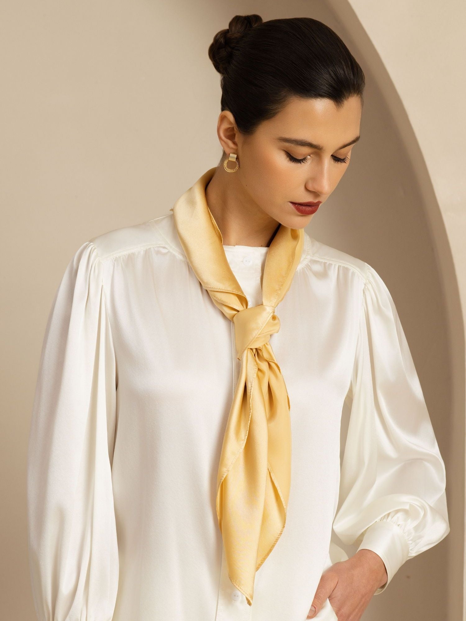 [شامبانيا] SilkSilky-SA Pure Silk Scarf 002