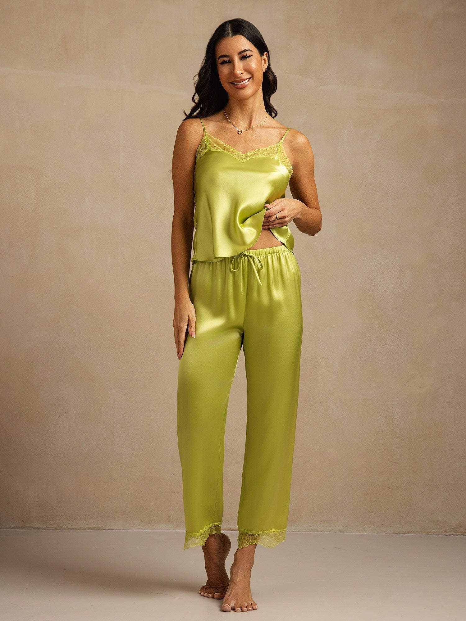 [نعناع] SilkSilky-SA الحرير الخالص Camisole Set 001