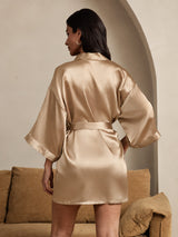 [ذهبي شمبانيا] SilkSilky-SA 3/4 Sleeve رداء حمام نسائي 002
