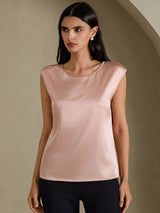 [توسكانا] SilkSilky-SA Cap Sleeve Round Neck تي شيرت نسائية 001