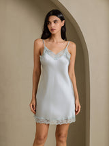 [أزرق رمادي] SilkSilky-SA Sleeveless V Neck باس النوم 006