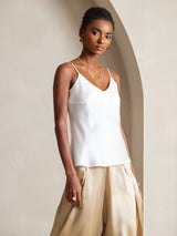 [أبيض] SilkSilky-SA Spaghetti Strap V Neck كامي 005