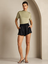[عشبة مجففة] SilkSilky-SA Short Sleeve تي شيرت نسائية 006