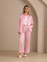 [مقلم دقيق وردي] SilkSilky-SA Long Sleeve Lapel Collar Women's Outfit Sets 007