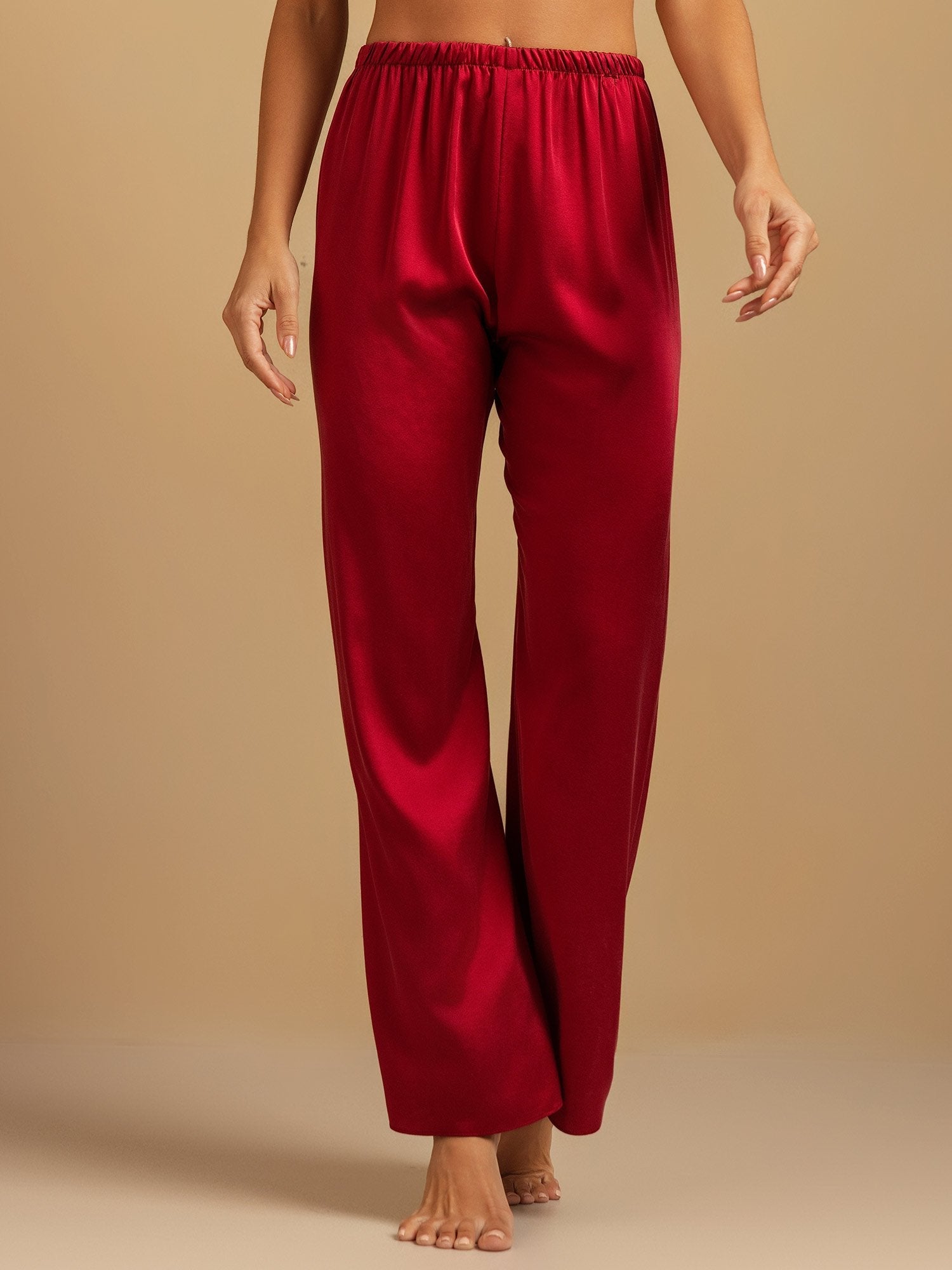 [خمر] SilkSilky-SA 19Momme الحرير Womens Sleep Bottoms 004,