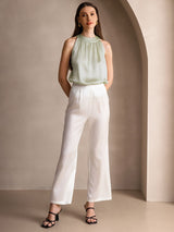 [اخضر فاتح] SilkSilky-SA Sleeveless Halter تي شيرت نسائية 007