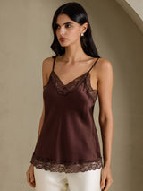 [بني] SilkSilky-SA Spaghetti Strap V Neck كامي 003
