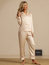 [شامبانيا] SilkSilky-SA Long Sleeve Lapel Collar طقم بيجامة نسائي 005