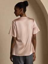 [توسكانا] SilkSilky-SA Short Sleeve Cowl Neck بلوزات نسائية 002
