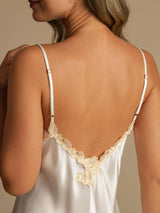 [أبيض] SilkSilky-SA Sleeveless V Neck باس النوم 005