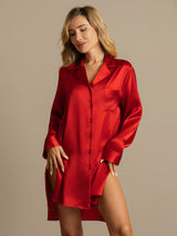 [أحمر] SilkSilky-SA Long Sleeve Lapel Collar باس النوم 001