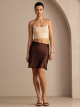[قهوة] SilkSilky-SA Skirt 006