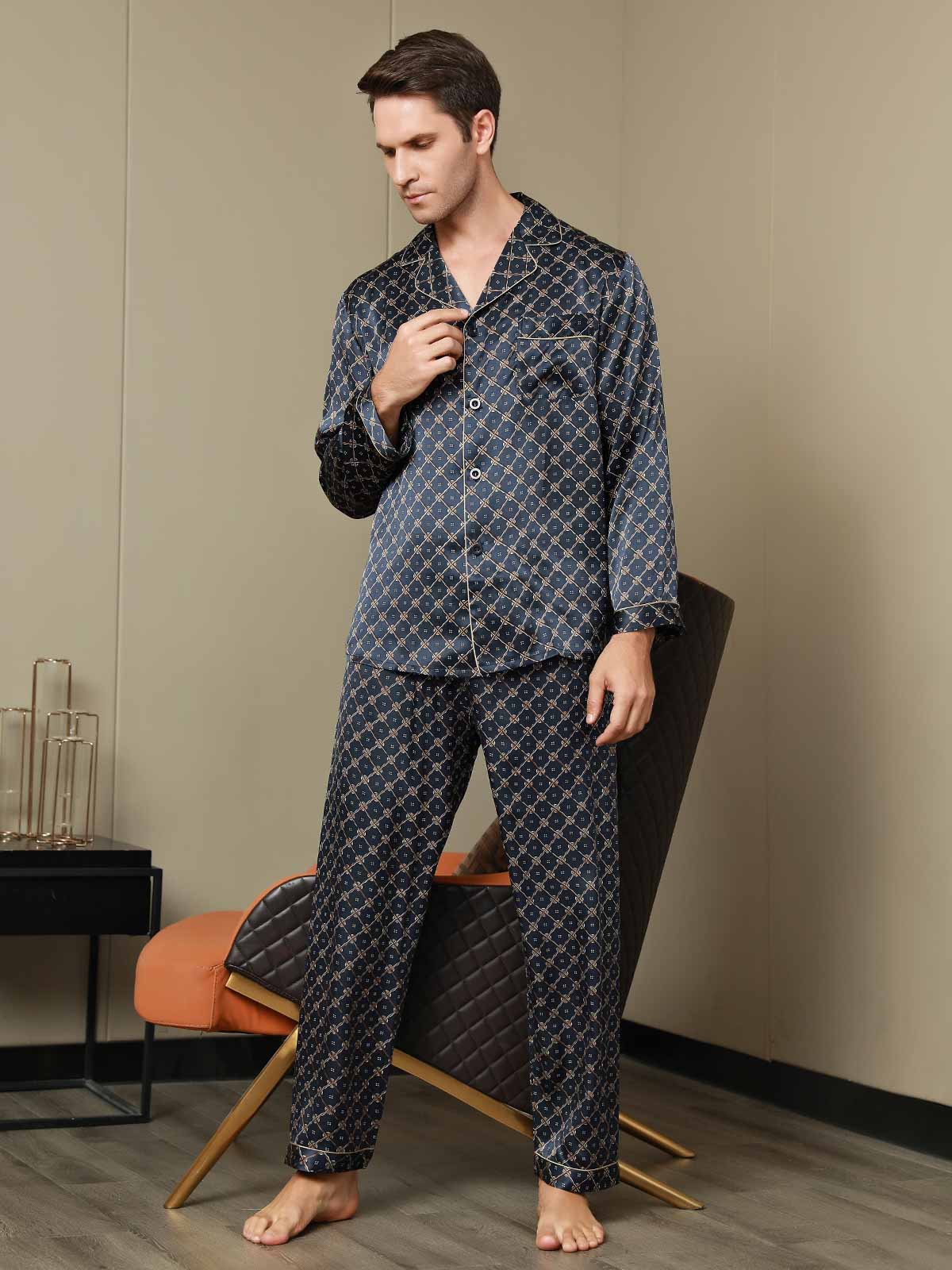 [سلسلة كحلي] SilkSilky-SA الحرير الخالص Mens Pajamas 007
