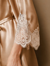 [شامبانيا] SilkSilky-SA 3/4 Sleeve V Neck رداء الحمام وقميص النوم 010