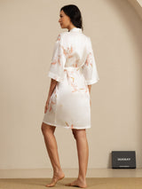 [أبيض] SilkSilky-SA 3/4 Sleeve رداء حمام نسائي 002