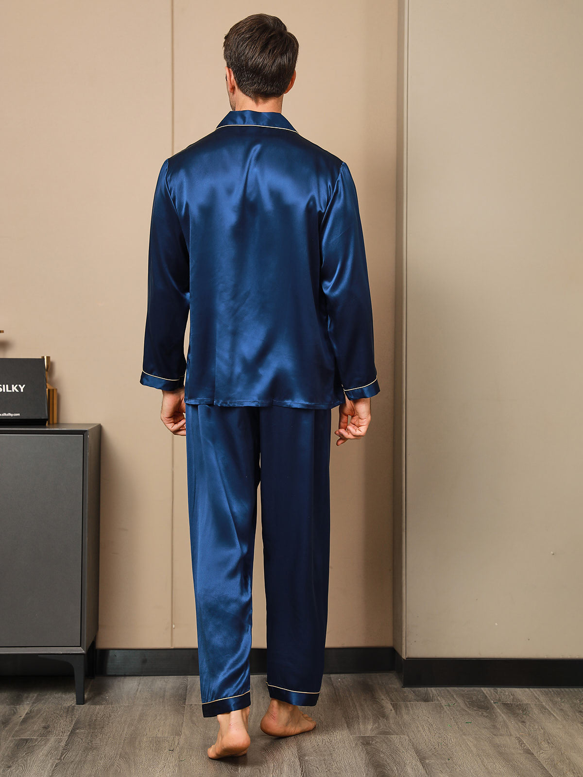 [أزرق غامق] SilkSilky-SA 19Momme الحرير الخالص Mens Pajamas 002