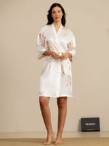 [أبيض] SilkSilky-SA 3/4 Sleeve رداء حمام نسائي 006