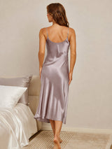 [رمادي الظل] SilkSilky-SA Sleeveless V Neck باس النوم 002